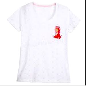Disney Cat Dinah Authentic Official Merchandise Large NWT White Pink Polka Dots